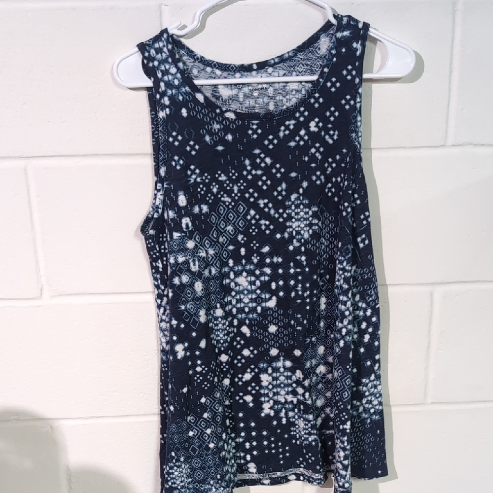 Sonoma Blue and White Tie Front Tank Top